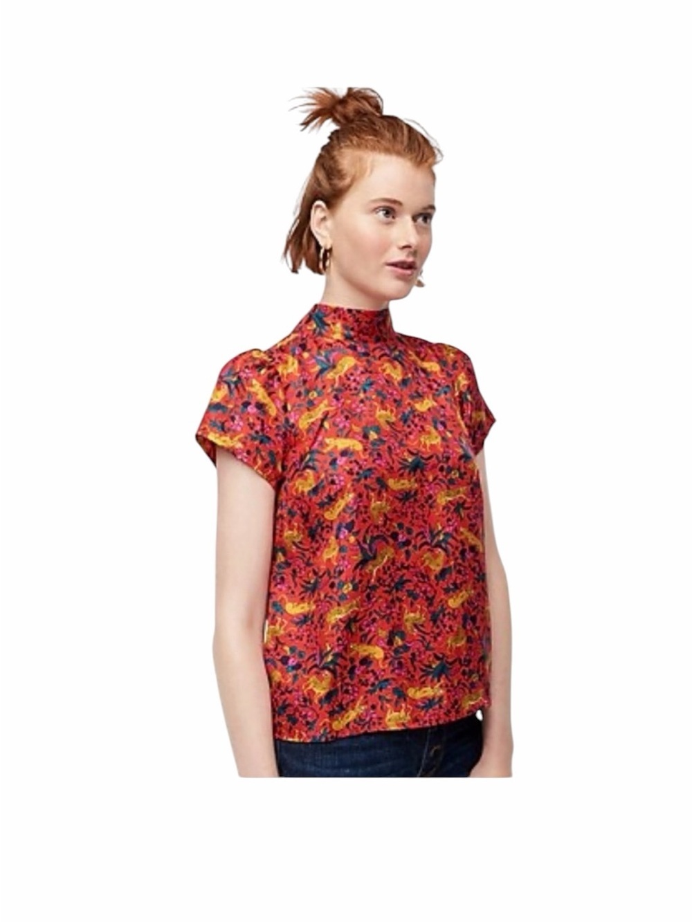 J. Crew Collection Silk Jungle Cat Top Size 2